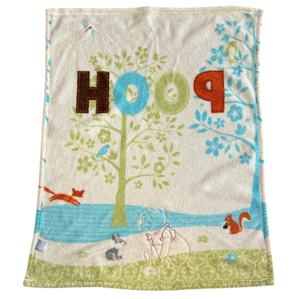 Disney Baby‎ Winnie the Pooh Fleece Crib Blanket Woodland Theme Quilted Cozy - Picture 4 of 5
